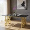 Homeroots 79" Black and Gold Marble and Metal Double Pedestal Base Dining Table 602329 - alternate 1