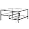 Homeroots 32" Black Glass And Steel Square Coffee Table With Two Shelves 520972 - alternate 8