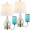 Jonathan Y Dino 21" Farmhouse Industrial Iron/Glass LED Table Lamp with USB Charging Port, Silver, 2PK JYL1109A-SET2 - alternate 1