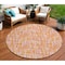 Homeroots 8' Orange Pink And Beige Round Abstract Washable Indoor Outdoor Area Rug 602583 - alternate 1