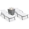 Leisuremod Marlin Grey Aluminum Patio Chaise Lounge Chair With Arms Set of 2 with Square Fire Pit Table, White MLAGRCF21-77W2 - alternate 1