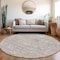 Homeroots 8' Gray And Silver Round Damask Washable Indoor Outdoor Area Rug 603505 - alternate 5