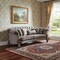 Homeroots 55" Gray Velvet Curved Floral Sofa And Toss Pillows With Champagne Legs 348646 - alternate 3
