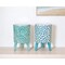Homeroots Set of Two Aqua Teal And White Ceramic 2 Ounce Chevron Round Distressed Pot Planters, 2PK 517979 - alternate 7