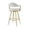 Homeroots 26" Silver and Gold Fabric and Stainless Steel Counter Height Swivel Bar Chair 569156 - alternate 6