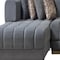 Homeroots Gray Velvet U Shaped Three Piece Sofa and Chaise Sectional With Toss Pillows 643883 - alternate 4