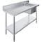 Amgood 60 in. x 24 in. Stainless Steel Work Table with Built-in Right Prep Sink and Faucet WTWTPS-2460-R-F-Z - alternate 1