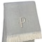 Homeroots 55" X 70" Gray White Herringbone Cotton Blend P Initial Throw Blanket with Tassels Embroidery 655539 - alternate 5