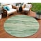 Homeroots 8' Green Round Striped Washable Indoor Outdoor Area Rug 608114 - alternate 1