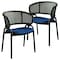 Leisuremod Ervilla Dining Chair in Black Steel Frame with Black Wicker Back in Navy Blue, 2PK ECBL-20BL-NBU2 - alternate 1