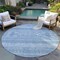 Homeroots 8' Sky Blue And Ivory Round Southwestern Washable Indoor Outdoor Area Rug 582850 - alternate 8
