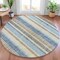 Homeroots 8' Navy Blue And Beige Round Striped Washable Indoor Outdoor Area Rug 632229 - alternate 3