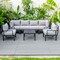 Leisuremod Chelsea 7-Piece Patio Sectional And Coffee Table Set Black Aluminum With Cushions, Light Grey CSTBL-7LGR - alternate 8