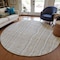 Homeroots 8' Gray Brown And Ivory Round Striped Washable Indoor Outdoor Area Rug 597393 - alternate 6