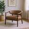 Homeroots 33" Brown and Dark Brown Faux Leather And Wood Arm Chair 635751 - alternate 1