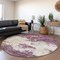 Homeroots 8' Eggplant Gray And Ivory Round Abstract Washable Indoor Outdoor Area Rug 599480 - alternate 5
