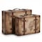 Vintiquewise Old World Map Leather Vintage Style Suitcase with Straps, PK 2 QI003048.2 - alternate 1