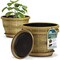 Lifemaster 10-Inch Whiskey Barrel Planters, Durable Plastic Pots with Drainage and Saucer, 2PK LMPBP2GOD2 - alternate 1