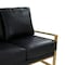 Leisuremod Jefferson Modern Design Leather Sofa with Gold Frame, Black JAG77BL-L - alternate 6