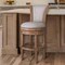 Homeroots 30" Beige and Natural Fabric and Solid Wood Bar Height Swivel Bar Chair 534316 - alternate 7