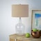 Homeroots 26" Clear Glass Gourd Table Lamp Coastal With Flax Drum Shade 524432 - alternate 5