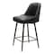 Homeroots 26" Black And Bronze Faux Leather And Steel Counter Height Swivel Bar Chair 555747 - alternate 1