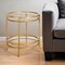 Homeroots 22" Brass And Clear Glass And Steel Round End Table With Shelf 543812 - alternate 1