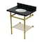Kingston Brass 30-Inch Black Granite Console Sink with Brass Legs and Shelf, 8-Inch, 3-Hole KVPK30KBB7 - alternate 1