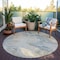Homeroots 8' Beige Khaki And Gray Round Abstract Washable Indoor Outdoor Area Rug 617568 - alternate 6