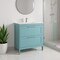 Homeroots 32" Blue Wood Freestanding Bathroom Vanity With White Sink And Two Drawers 627400 - alternate 4