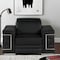 Homeroots 47" Black And Silver Genuine Leather Club Chair 546436 - alternate 8