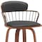 Homeroots 26" Black And Wood Brown Faux Leather Swivel Low Back Counter Height Bar Chair 534442 - alternate 8
