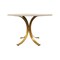 Homeroots 48" Ivory And Brass Rounded Marble And Iron Pedestal Base Dining Table 488682 - alternate 6