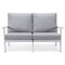 Leisuremod Walbrooke Modern Outdoor Patio Loveseat, White Aluminum Frame and Removable Cushions, Light Grey WW-57-27LGR - alternate 9
