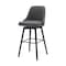 Homeroots 30" Gray and Black Faux Leather with Solid Wood Swivel Bar Height Bar Chair 534482 - alternate 7