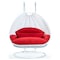 Leisuremod White Wicker Hanging 2 person Egg Swing Chair with Red Cushions ESCW-57R - alternate 1