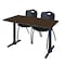 Regency Cain T-Base Training Seminar Table W/ 2 M Stack Chairs, 48 in W, 24 in L, Neo Walnut MTRCT4824NW47BK - alternate 1