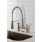 Kingston Brass Double-Handle Deck-Mount Pre-Rinse Bridge Kitchen Faucet, Brushed Nickel GS1278BPL - alternate 6