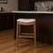 Homeroots 31" Beige and Brown Fabric and Solid Wood Backless Bar Height Bar Chair 632353 - alternate 1