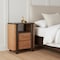 Homeroots 23" Espresso And Mocha Solid Wood Woven Texture Two Drawer Nightstand 722552 - alternate 4