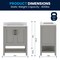 Flash Furniture Vega 30in. Vanity w/Sink, Soft Close Doors & Open Shelf, Carrara Marble, Black Hardware, Gray/White FS-VEGA30-GY-HDBLK-GG - alternate 8