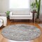 Homeroots 8' Taupe And Brown Round Floral Washable Indoor Outdoor Area Rug 609524 - alternate 9