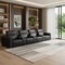 Homeroots 179" Black Top Grain Leather Reclining Metal USB Sofa 720319 - alternate 7