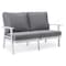 Leisuremod Walbrooke Modern Outdoor Patio Loveseat with White Aluminum Frame and Removable Cushions, Grey WW-57-27GR - alternate 1