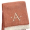 Homeroots 55" X 70" Terra Cotta White Herringbone Cotton Blend A Initial Throw Blanket w/ Tassels Embroidery 680598 - alternate 5
