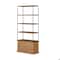 Homeroots 42" Antiqued Brass And Light Brown Distressed Metal and Solid Wood Four Tier Bookcase w/Two Doors 611045 - alternate 4