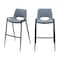 Homeroots Set of Two 30" Blue And Black Faux Leather And Steel Low Back Bar Height Bar Chairs 555659 - alternate 8