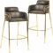 Leisuremod Axis Velvet/Polyester/Leather Bar Stool - Stainless Steel Base, Low Back & Armrests, 2PK ACG29CH2 - alternate 1