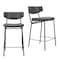 Homeroots Set of Two 30" Black Faux Leather and Steel Low Back Bar Height Bar Chairs, 2PK 555700 - alternate 1