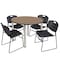 Regency Round Kee Breakroom Table W/ 4 Zeng Stack Chairs, 42 in W, 42 in L, Noble Oak TB42RNDNOBPCM44BK - alternate 1